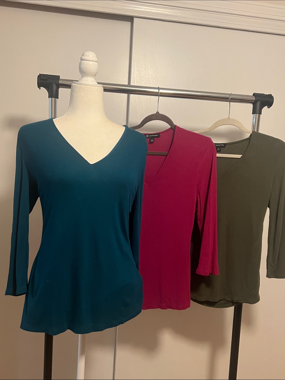 INC International Concepts top trio in Teal , Fuchsia and Olive